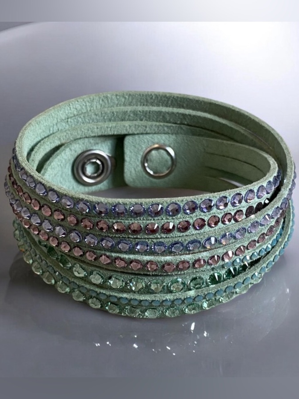 Swarovski slake light green crystal wrap bracelet